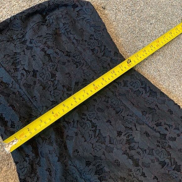 Vintage Lace Black Mini Dress Bodycon 90s Extra Small XS Red Fringe - Picture 6 of 7